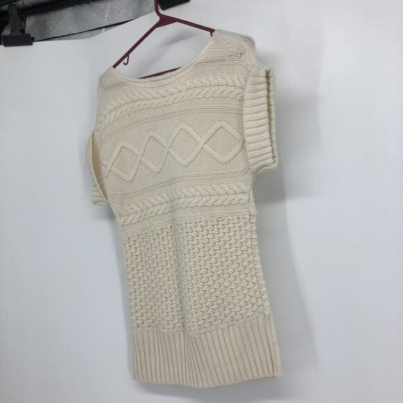 RW&Co Creme cable  knit turtleneck shirt sleeve sweater small - Picture 7 of 12